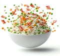 The stock of exploding bacon fried rice is packed with delicious and flavorful taste. Royalty Free Stock Photo