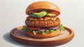A realistic painting of a hamburger showcases a sesame seed bun Royalty Free Stock Photo