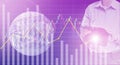 Stock financial index data with graph and chart on global investment control and manipulate by modern technology for business