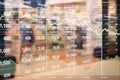 Stock financial index show successful investment on retail and wholesale trade supermarket business with perspective blurry view