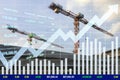 Stock financial index of successful investment on property development business and construction indistrial with tower crane ,