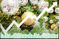 Stock financial index of successful investment background.