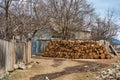 Stock of firewood for heating in winter. Stove heating in the village Royalty Free Stock Photo