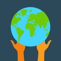 Stock flat icon globe and hands eps Royalty Free Stock Photo