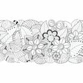 Stock floral black and white doodle pattern. border