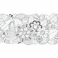 Stock floral black and white doodle pattern. border Royalty Free Stock Photo