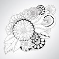 Stock floral black and white doodle pattern