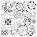 Stock floral black and white doodle pattern.isolated flow Royalty Free Stock Photo