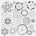 Stock floral black and white doodle pattern.isolated flow