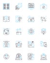 Stock forecasting linear icons set. Prediction, Trends, Analysis, Indicators, Portfolio, Forecast, Volatility line