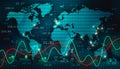 Stock foreign exchange or forex illustration with the world map, infographics and numbers. International finance, trade and