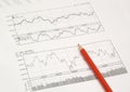 Stock graphs and pencil Royalty Free Stock Photo