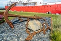 Stock historic ancher whit a chain at Le MusÃ©e maritime du QuÃ©bec