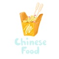 Stock icons instant food. Noodles traditional oriental food. Take away illustration of noodles on white. China food
