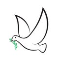 Dove. Symbol of peace. Vector Black silhouette. Royalty Free Stock Photo