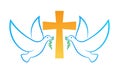 Dove love cross with olive branch. Royalty Free Stock Photo
