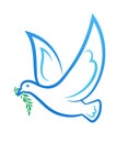 Peace dove logo icon with olive branch in peak. Royalty Free Stock Photo