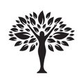 People tree icon with black leaves.