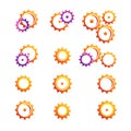 Gear Silhouettes vector illustration set. Royalty Free Stock Photo