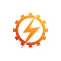 Industrial Gear Wheel logo with power icon.