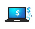 Laptop with dollar Icon vector symbol.