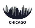 Chicago City skyline black color illustration. Royalty Free Stock Photo