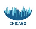 Chicago City skyline blue color illustration. Royalty Free Stock Photo