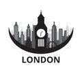 London City skyline black color illustration. Royalty Free Stock Photo