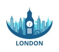 London City skyline black color illustration. Royalty Free Stock Photo