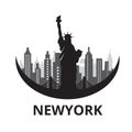 Newyork City skyline black color illustration.