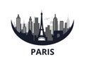 Paris City skyline black color illustration. Royalty Free Stock Photo