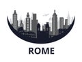 Rome City skyline black color illustration. Royalty Free Stock Photo
