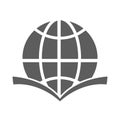 Globe book logo icon black color.