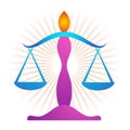 Law balance logo with sun light burst.