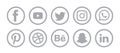 Set of social media logos icons. Royalty Free Stock Photo