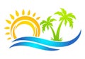 Beach logo with coco tree vector icon.