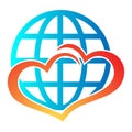 Globe love logo icon.