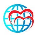 Globe love logo icon.