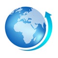 Blue Life Globe with arrow. Royalty Free Stock Photo