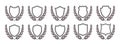 Vector black shields and laurel wreaths set. Royalty Free Stock Photo