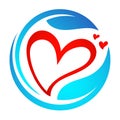 Globe love logo icon.