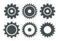 Gear Silhouettes vector illustration set. Royalty Free Stock Photo