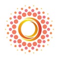 Golden red Sun logo icon.