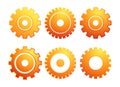 Gear Silhouettes vector illustration set. Royalty Free Stock Photo