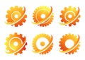 Gear Silhouettes vector illustration set. Royalty Free Stock Photo