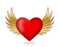 Red heart with angel wings. Royalty Free Stock Photo
