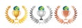 First, second and third place cup with laurel wealth. Royalty Free Stock Photo