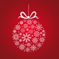 Christmas present ball made from snowflakes. Royalty Free Stock Photo