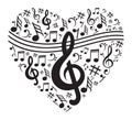 Music Notes Heart. Royalty Free Stock Photo