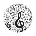 Music notes with round. Royalty Free Stock Photo